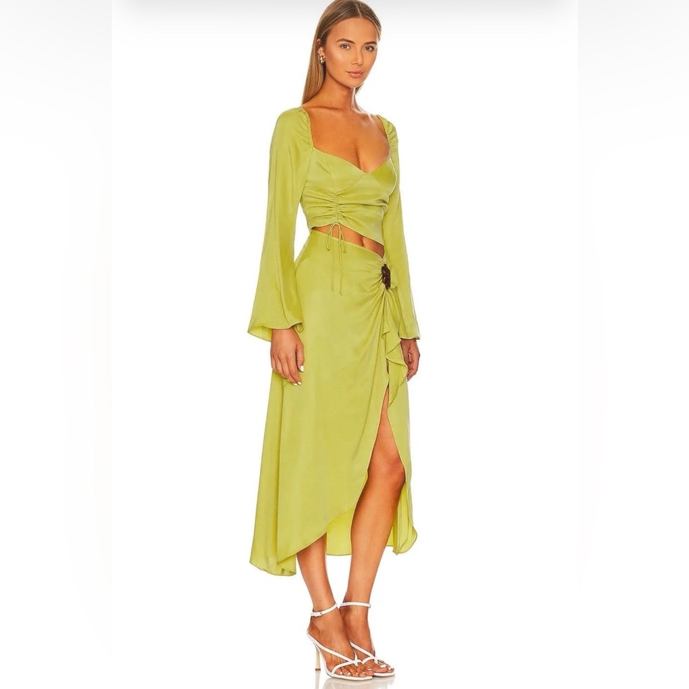 For Love & Lemons Allie Green Cutout Midi Dress Set Size XS NWT - Picture 2 of 4